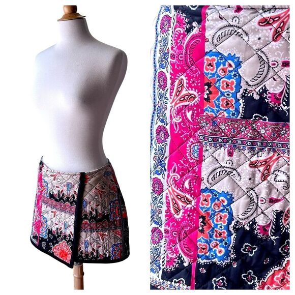 Zara Vibrant Colorful Quilted Boho Hippie Mini Skirt - Large - Picture 4 of 10